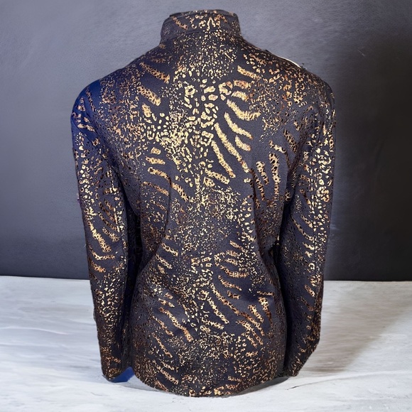 Alfred Dunner Jacket Blue with Gold Metallic Zip Soze 18 EUC (W5366-G5) - Picture 2 of 7